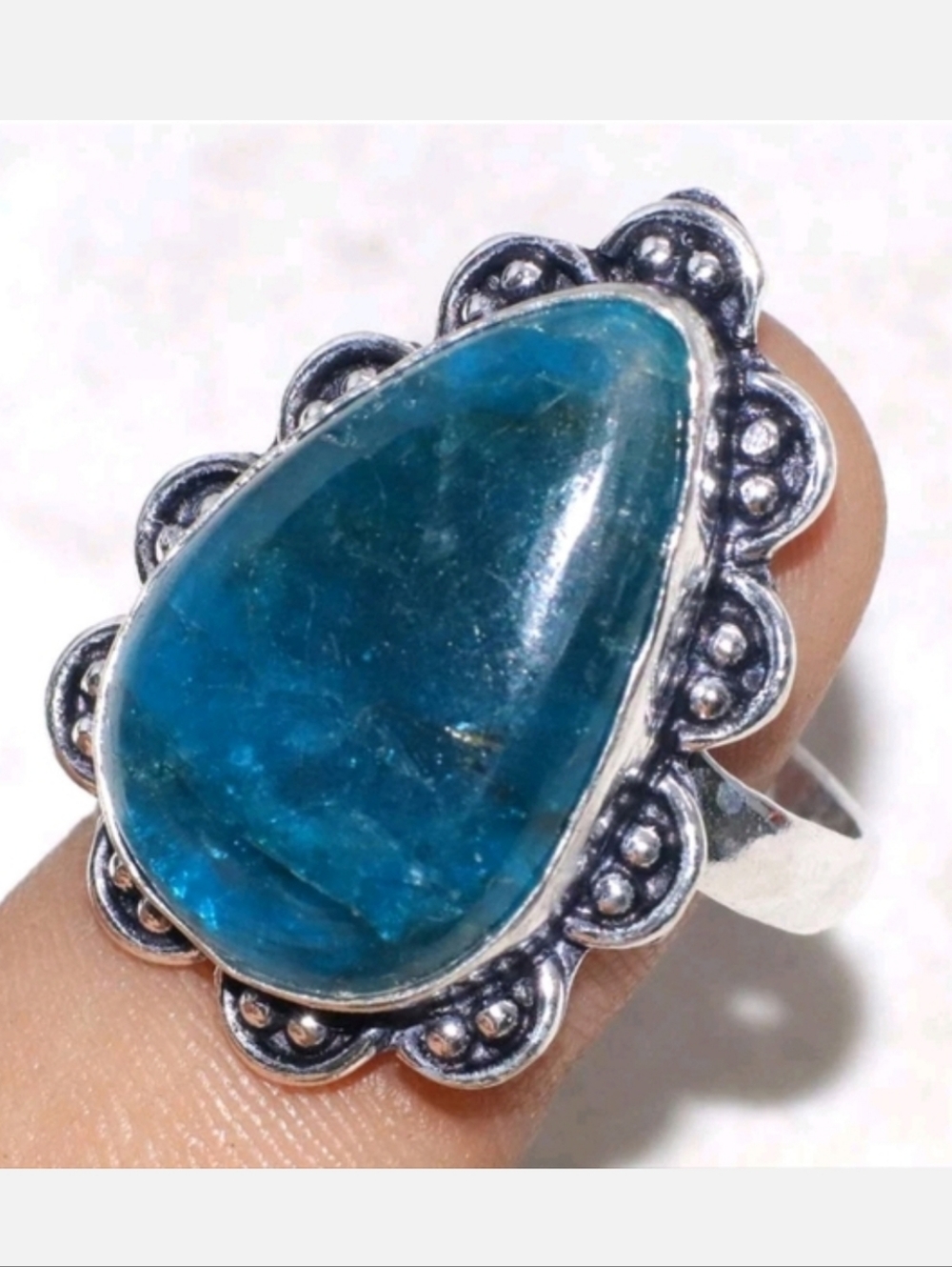 Blue Apatite Gemstone Jewelry 925 Sterling Silver Handmade Ring